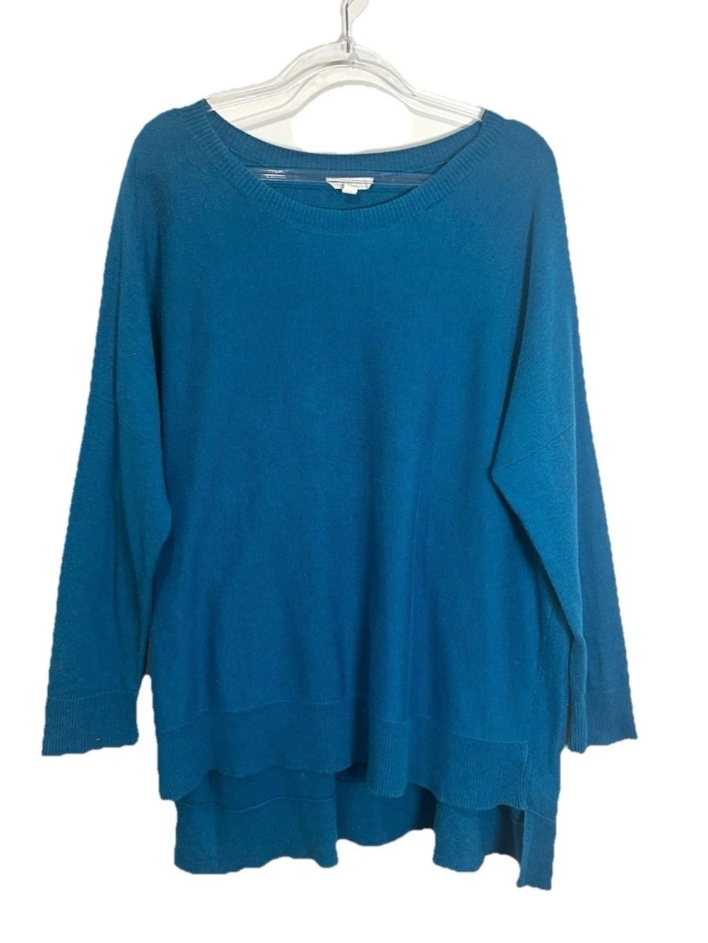 Eileen Fisher Organic Cotton Sweater Boxy Women Sz L Oversized Blue Minimalist
